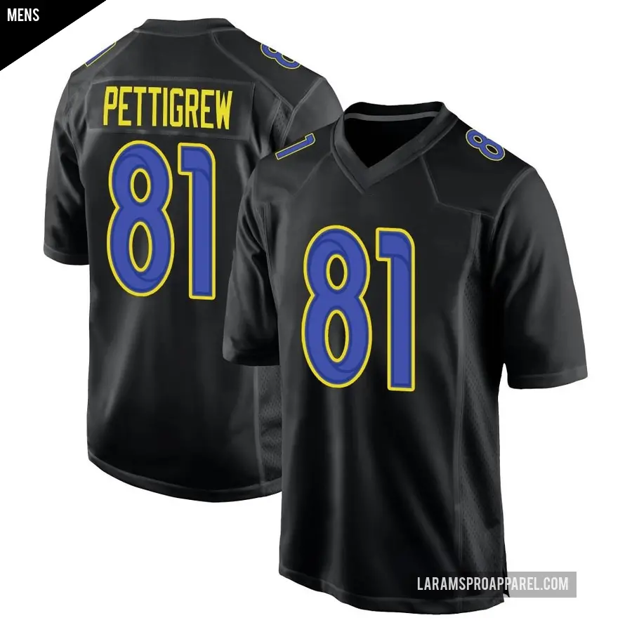 Men's Los Angeles Rams ＃81 Jamal Pettigrew Black Game Fashion Jersey