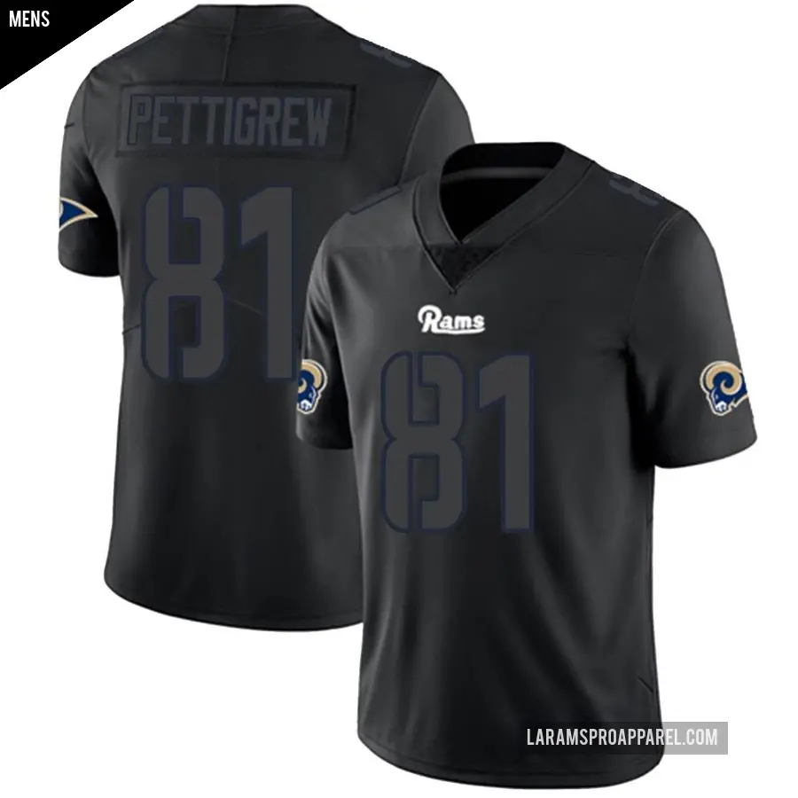 Men's Los Angeles Rams ＃81 Jamal Pettigrew Black Impact Limited Jersey