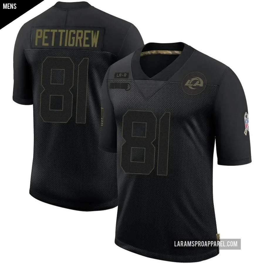 Men's Los Angeles Rams ＃81 Jamal Pettigrew Black Limited 2020 Salute To Service Jersey