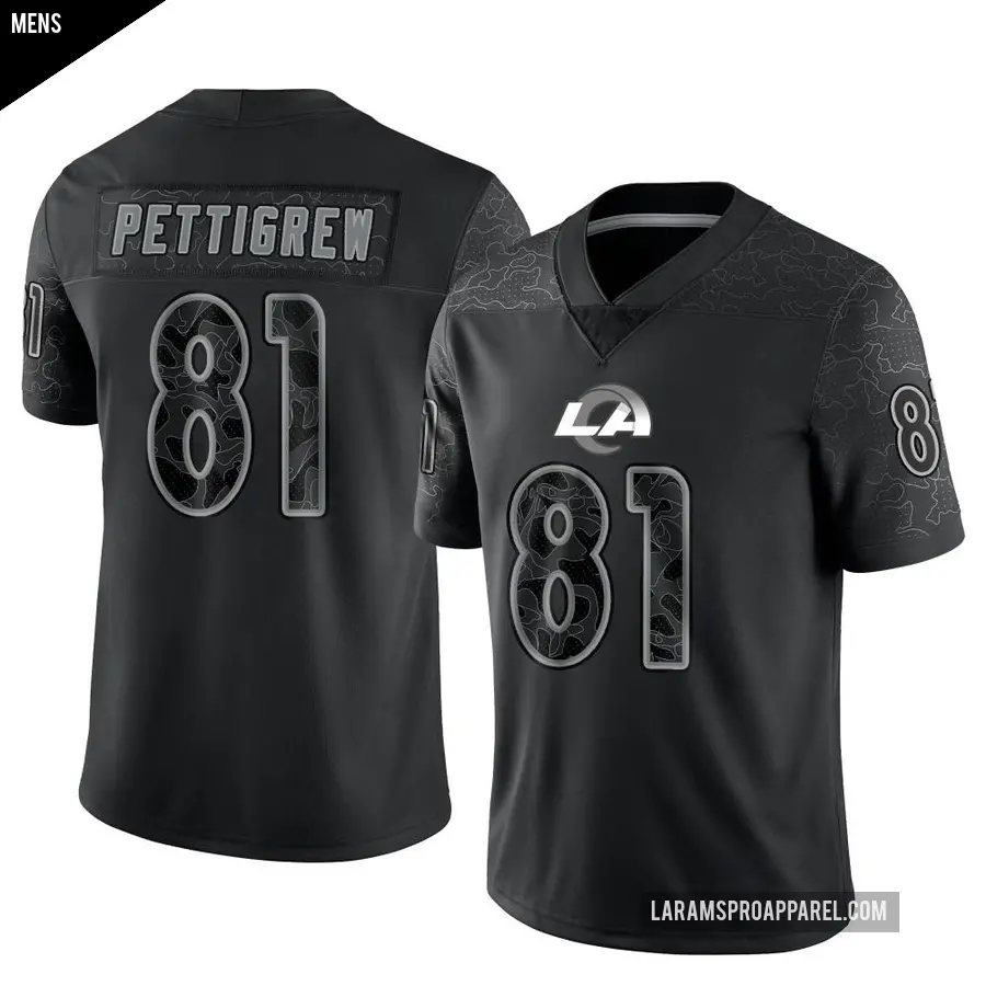 Men's Los Angeles Rams ＃81 Jamal Pettigrew Black Limited Reflective Jersey