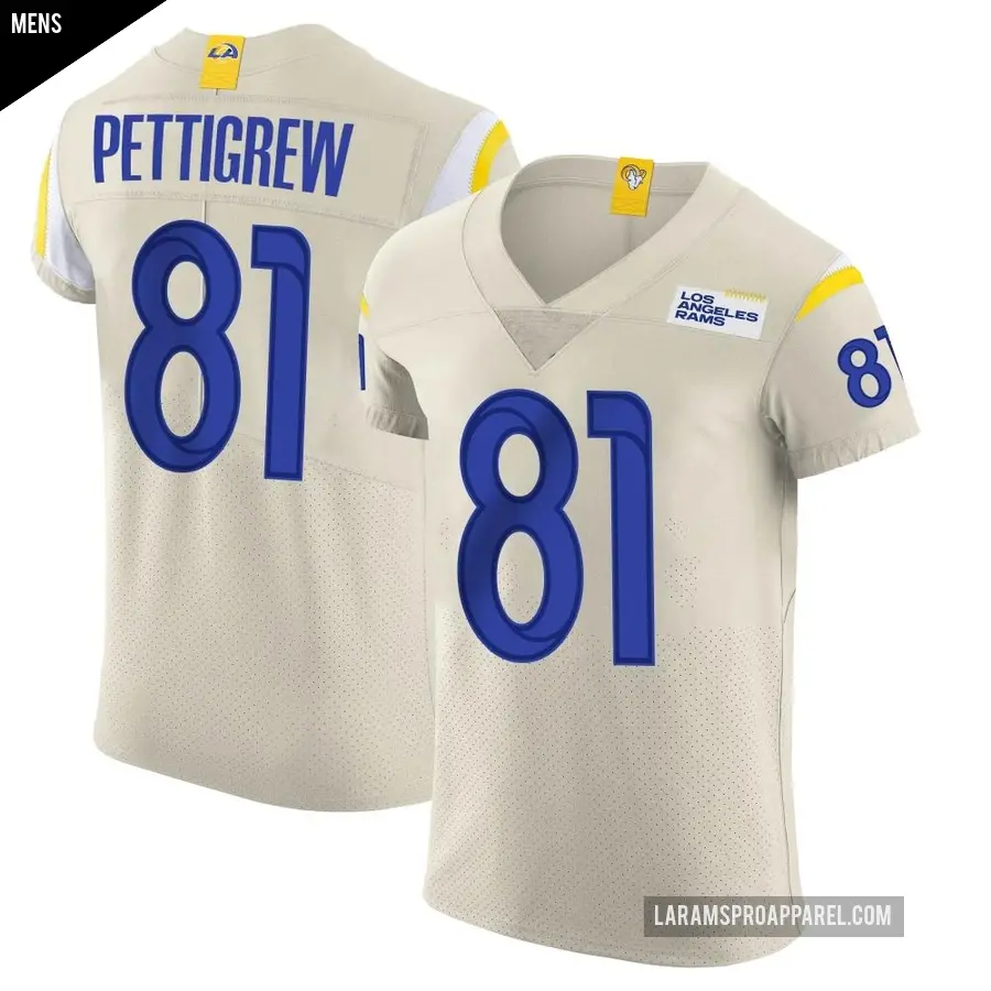 Men's Los Angeles Rams ＃81 Jamal Pettigrew Elite Bone Vapor Jersey