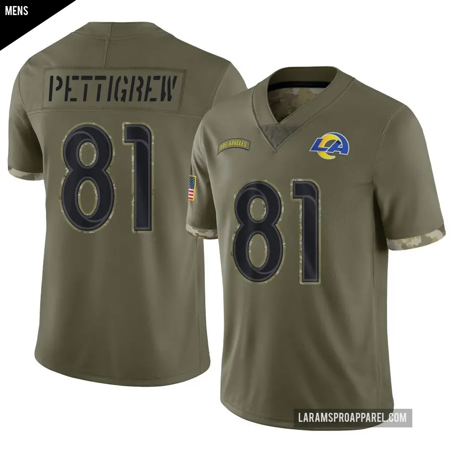 Men's Los Angeles Rams ＃81 Jamal Pettigrew Olive Limited 2022 Salute To Service Jersey