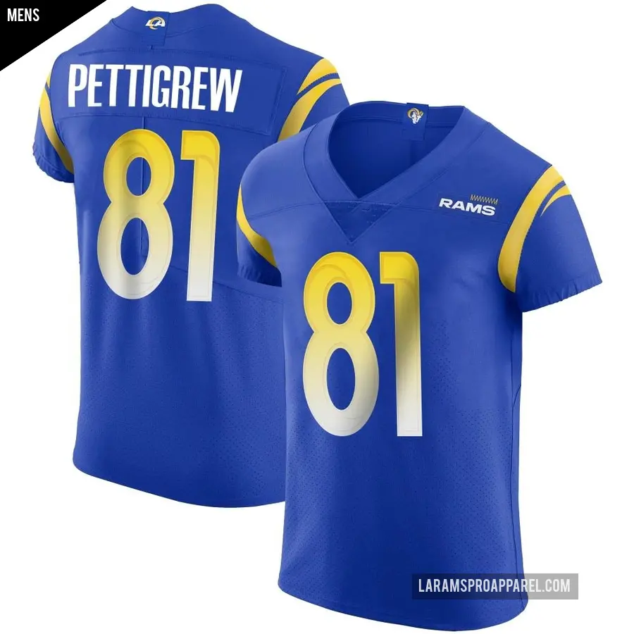 Men's Los Angeles Rams ＃81 Jamal Pettigrew Royal Elite Alternate Vapor Untouchable Jersey