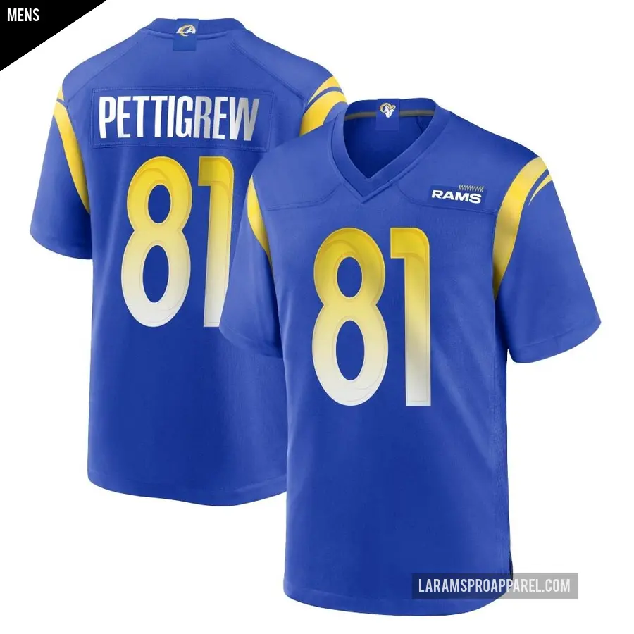 Men's Los Angeles Rams ＃81 Jamal Pettigrew Royal Game Alternate Jersey