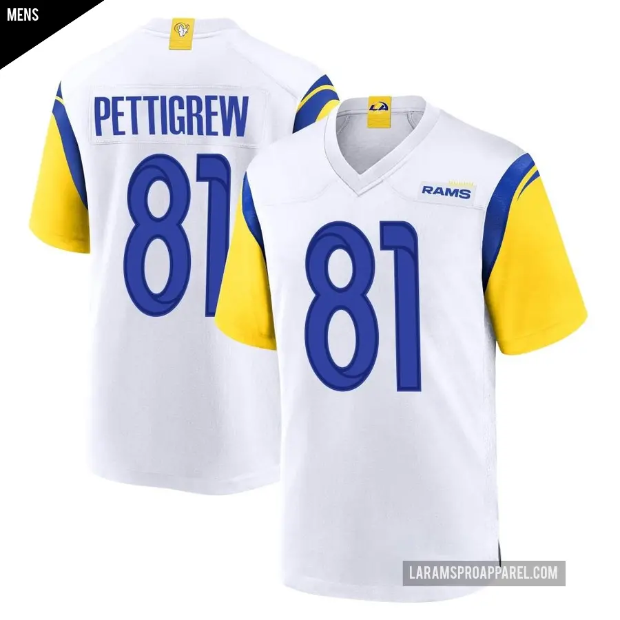 Men's Los Angeles Rams ＃81 Jamal Pettigrew White Game Jersey