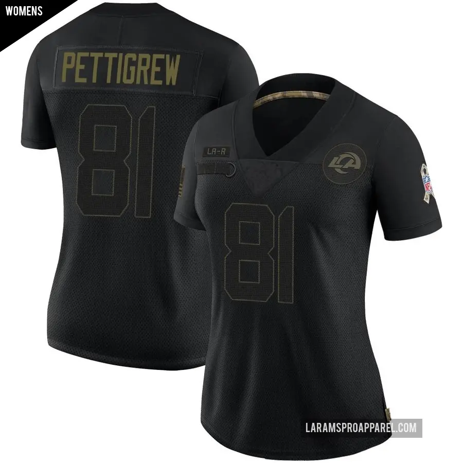 Women's Los Angeles Rams ＃81 Jamal Pettigrew Black Limited 2020 Salute To Service Jersey