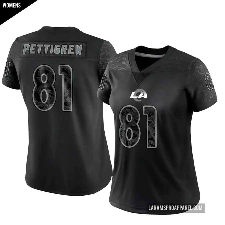 Women's Los Angeles Rams ＃81 Jamal Pettigrew Black Limited Reflective Jersey