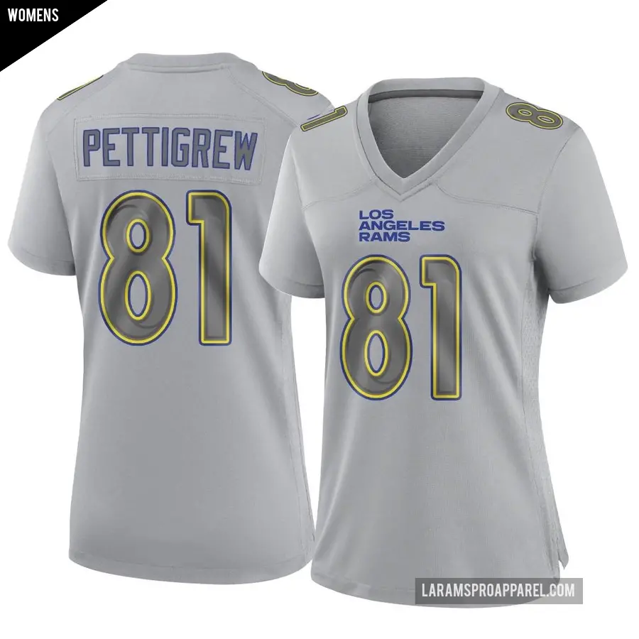 Women's Los Angeles Rams ＃81 Jamal Pettigrew Gray Game Atmosphere Fashion Jersey