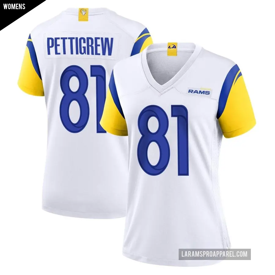 Women's Los Angeles Rams ＃81 Jamal Pettigrew White Game Jersey